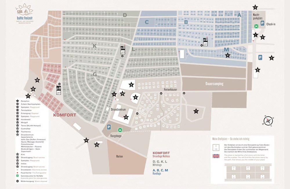 Plattegrond van Ostsee Camping und Ferienpark Markgrafenheide in Duitsland