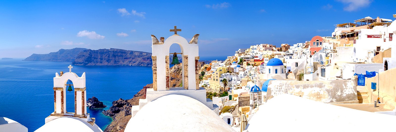 Santorini in de Egeïsche Zee van Griekenland