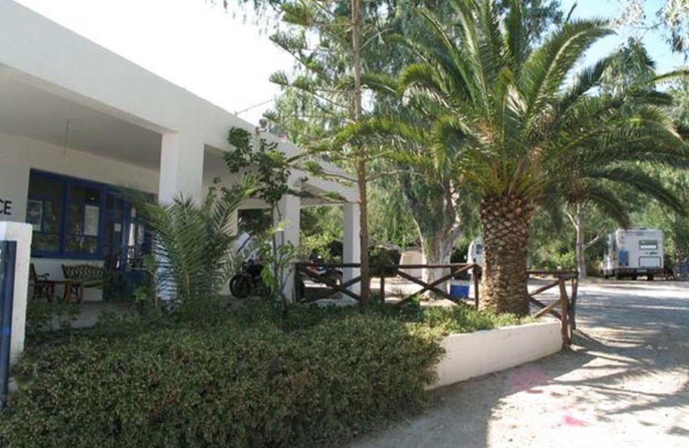 Ingang van Camping Paleochora op Kreta Griekenland