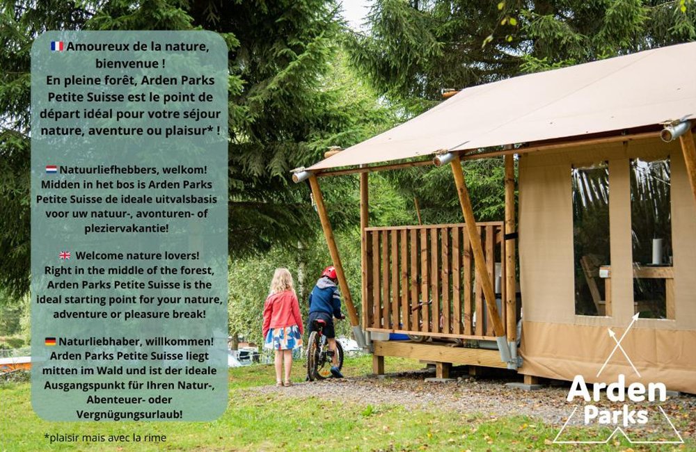 Glamping tent op ArdenParks Petite Suisse in de Ardennen in het zuiden van België