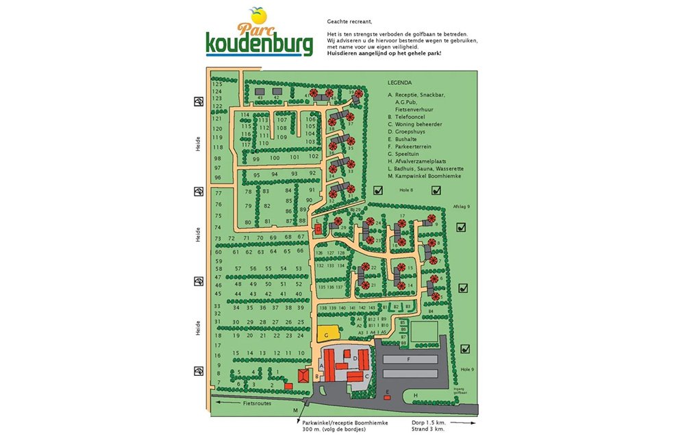 Plattegrond van Camping Parc Koudenburg op Ameland op de Waddeneilanden van Nederland
