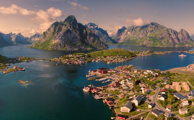De Lofoten eilanden in het noorden van Noorwegen
